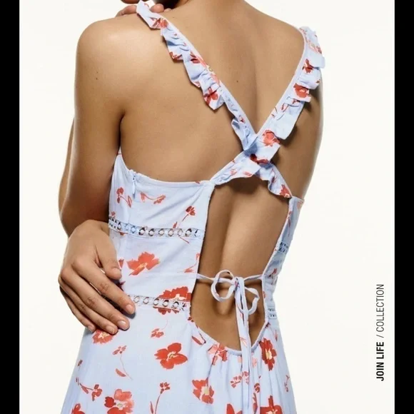 Zara Printed Linen Blend Dress - Picture 3 of 15